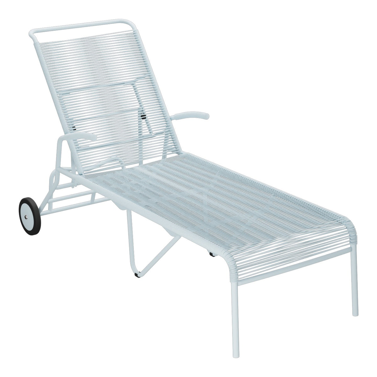 Schaffner Säntis Chaise longue à roulettes Spaghetti – Bleu Pastel 51 / Bleu Pastel 51