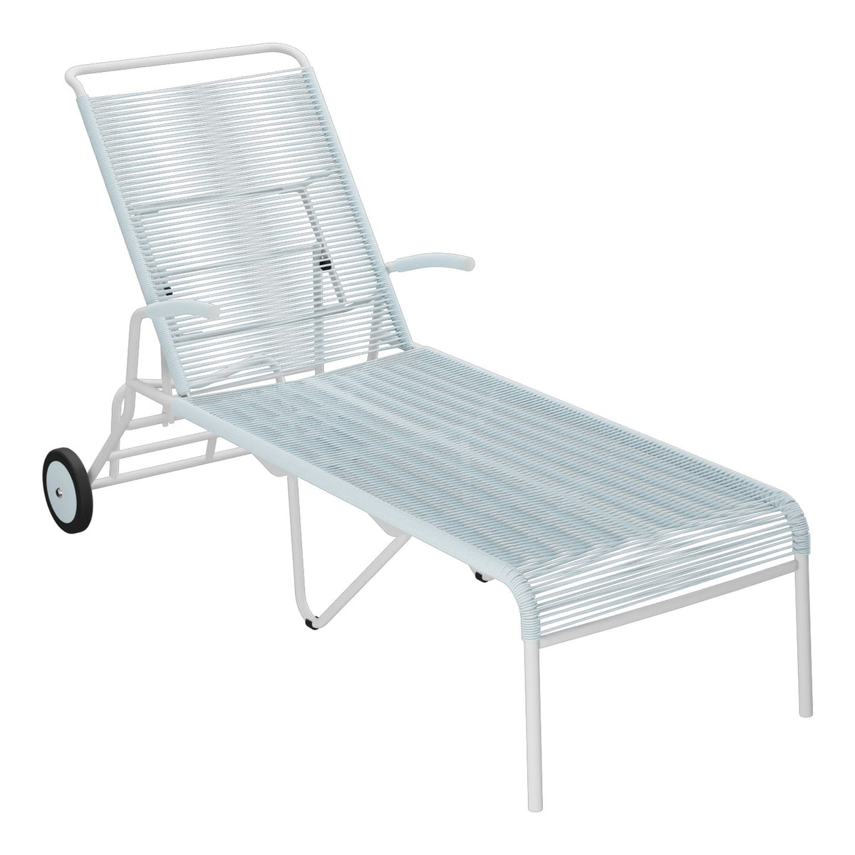Schaffner Säntis Chaise longue à roulettes Spaghetti – Bleu Pastel 51 / Gris Argent 78