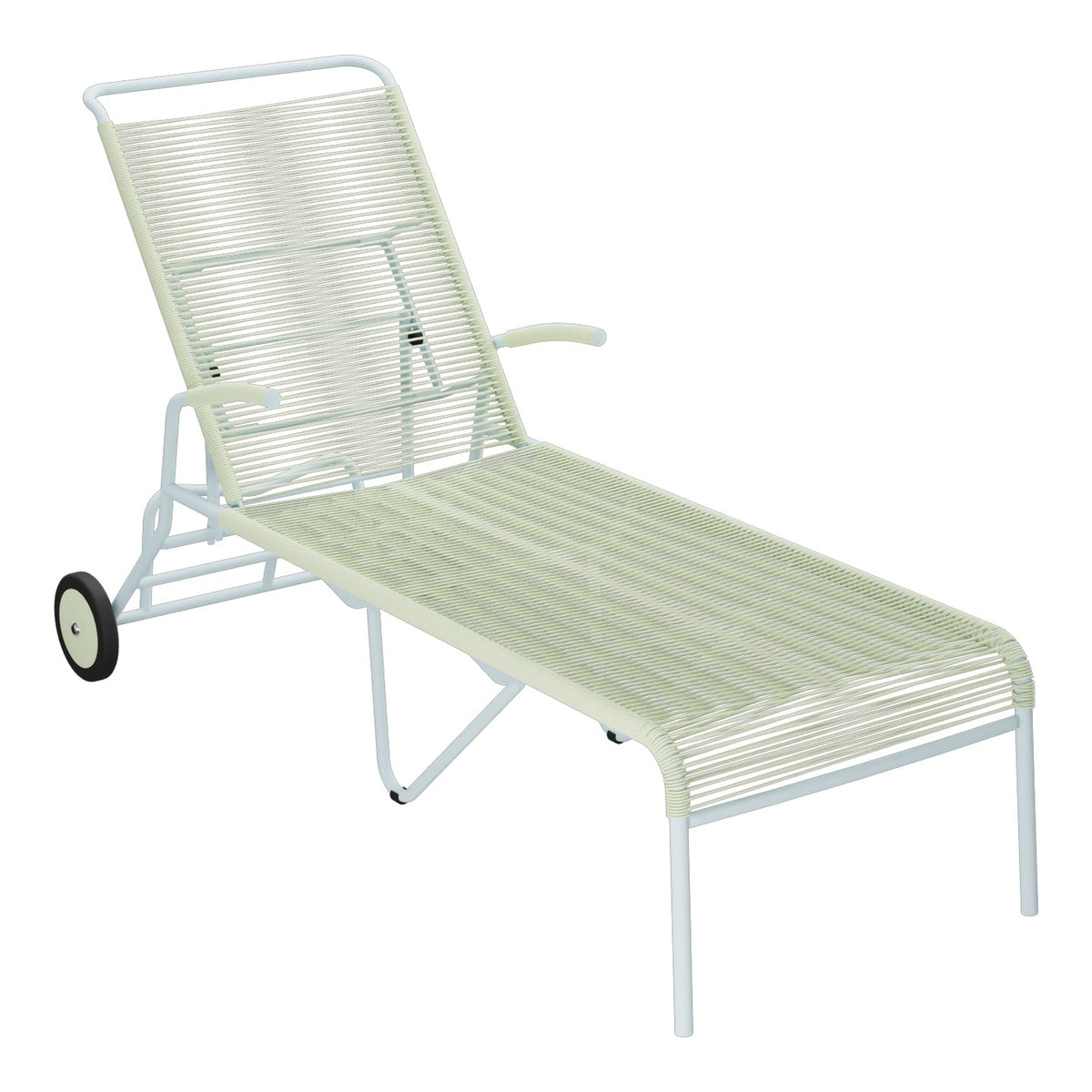 Schaffner Säntis Chaise longue à roulettes Spaghetti – Vert Pastel 64 / Bleu Pastel 51