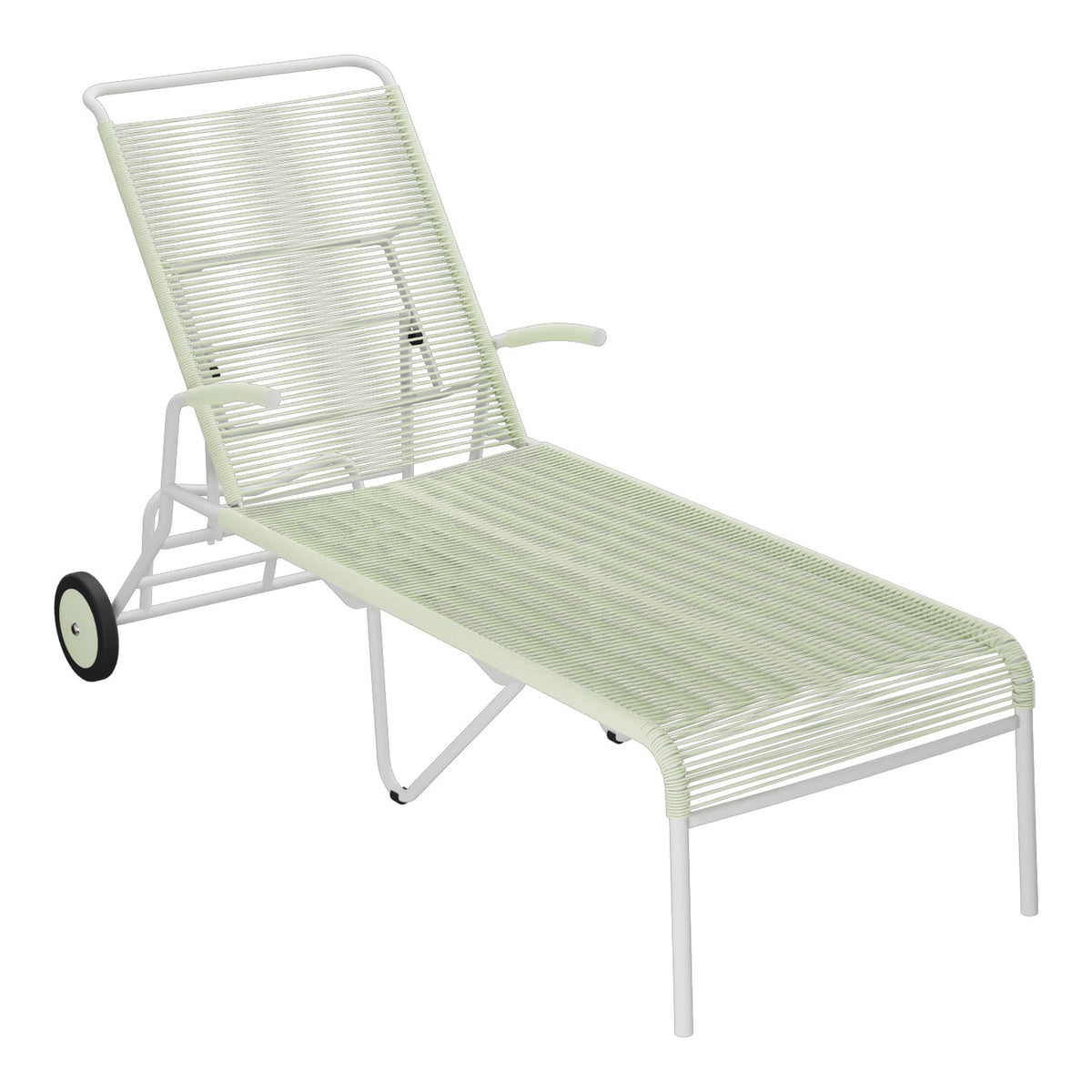 Schaffner Säntis Chaise longue à roulettes Spaghetti – Vert Pastel 64 / Gris Argent 78