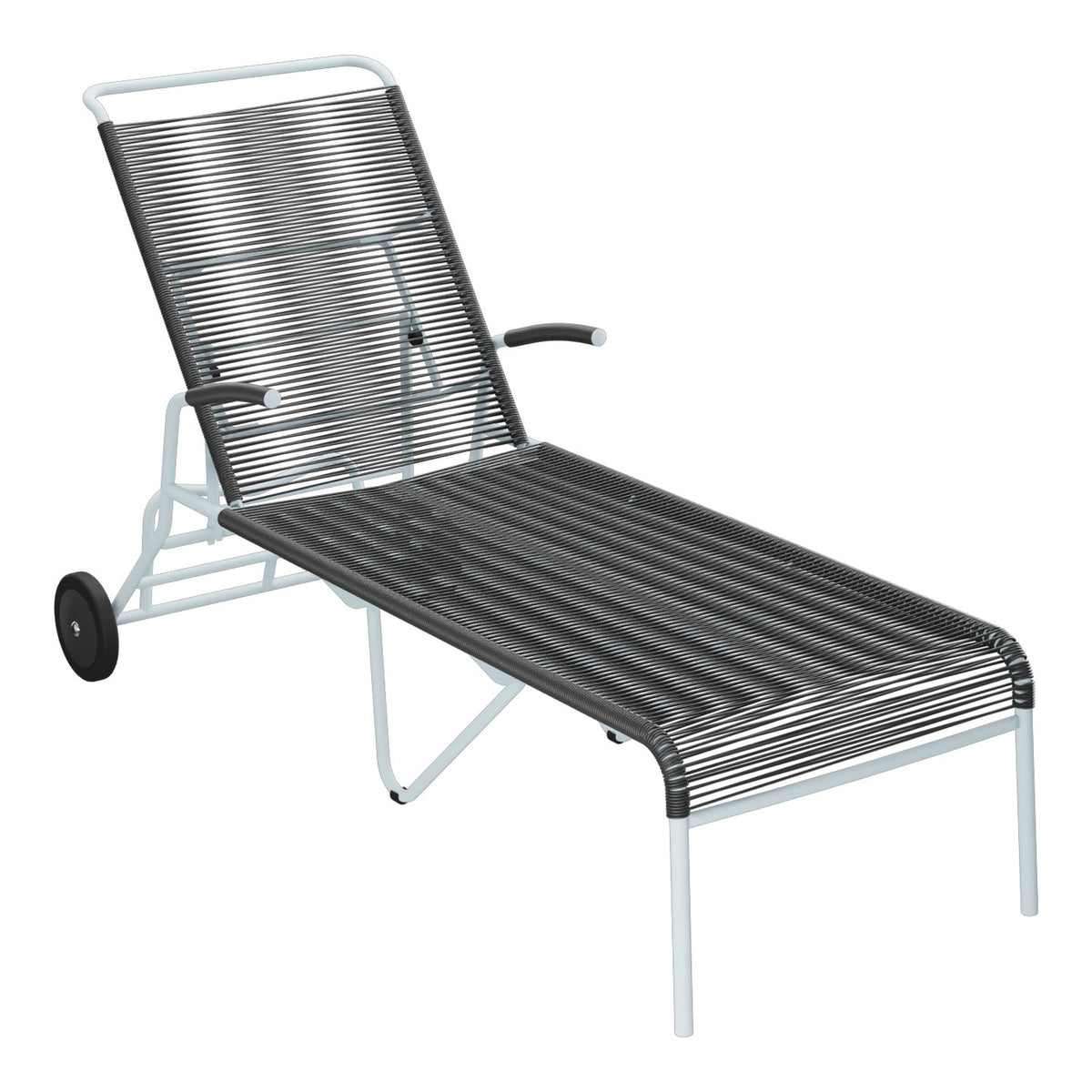 Schaffner Säntis Chaise longue à roulettes Spaghetti – Anthracite 77 / Bleu Pastel 51