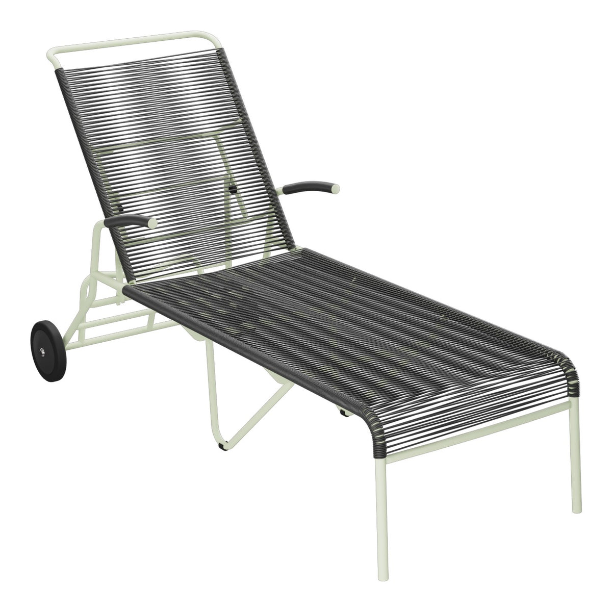 Schaffner Säntis Chaise longue à roulettes Spaghetti – Anthracite 77 / Vert Pastel 64
