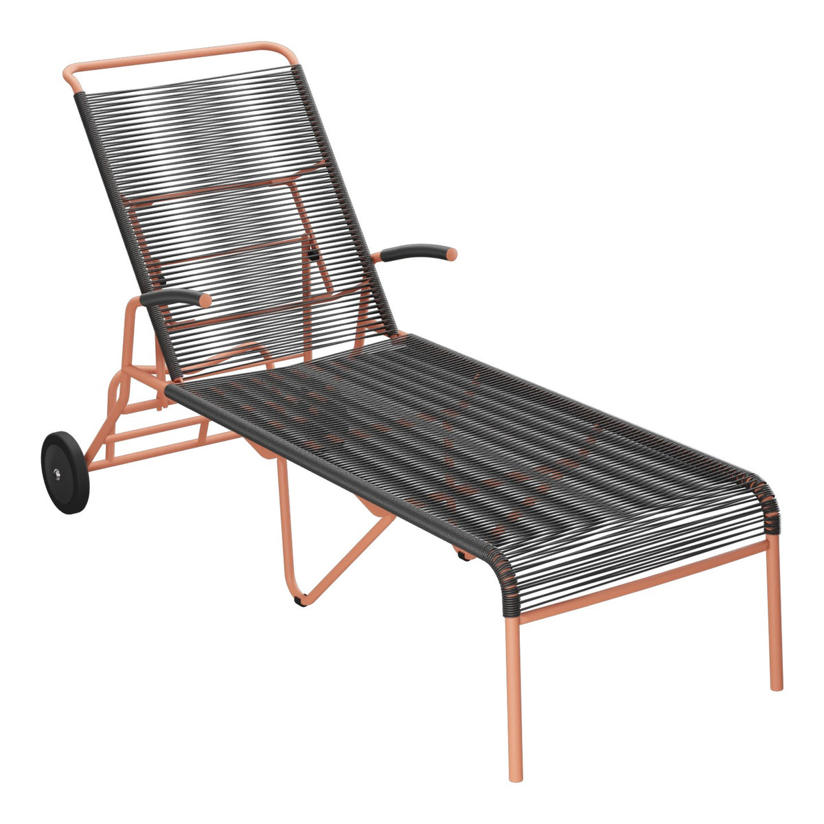 Schaffner Säntis Chaise longue à roulettes Spaghetti – Anthracite 77 / Terracotta 84