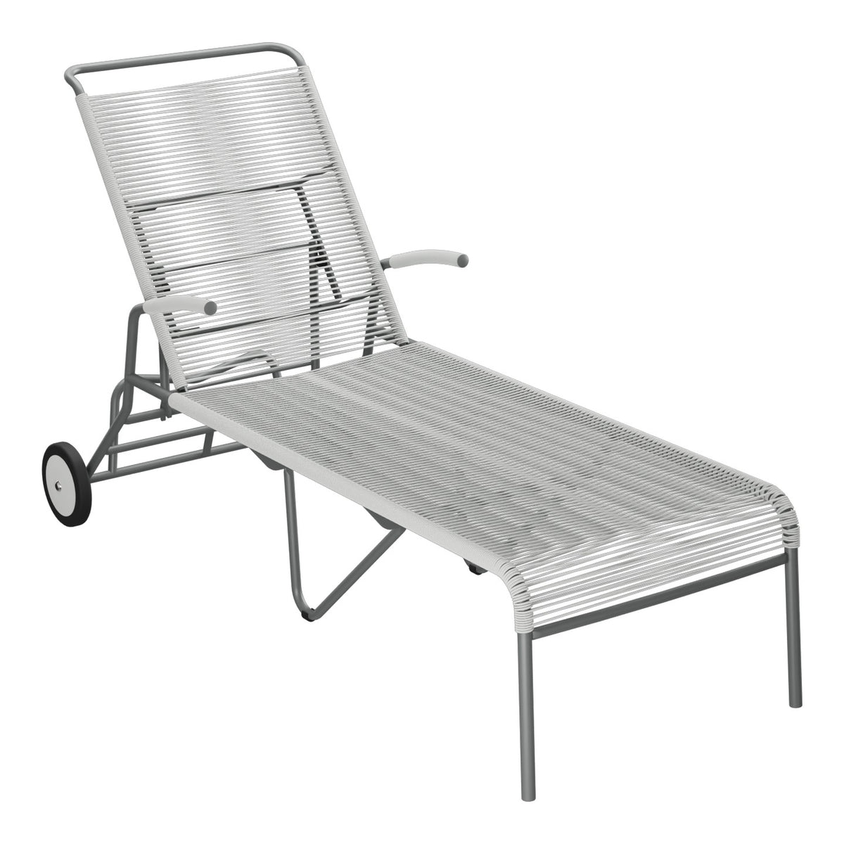 Schaffner Säntis Chaise longue à roulettes Spaghetti – Gris Argent 78 / Graphite 73