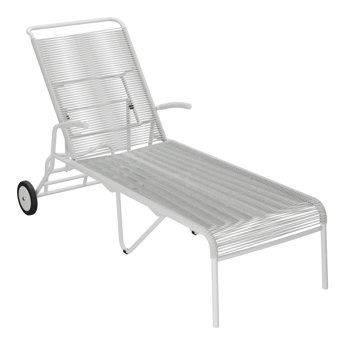 Schaffner Säntis Chaise longue à roulettes Spaghetti – Gris Argent 78 / Gris Argent 78