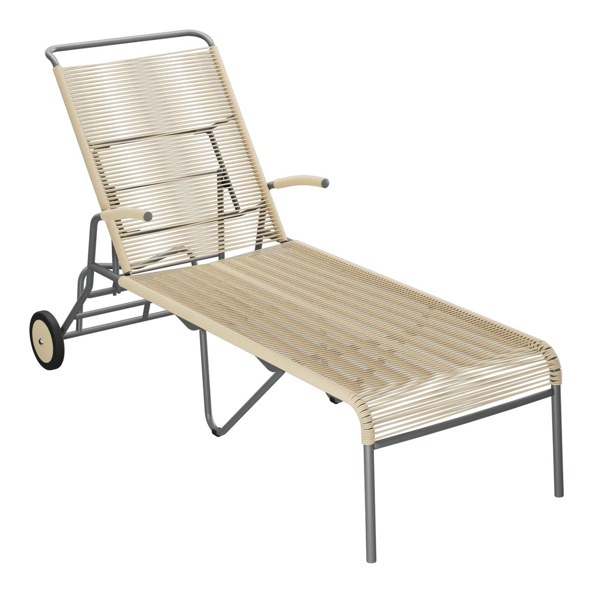 Schaffner Säntis Chaise longue à roulettes Spaghetti – Marron Pastel 83 / Graphite 73