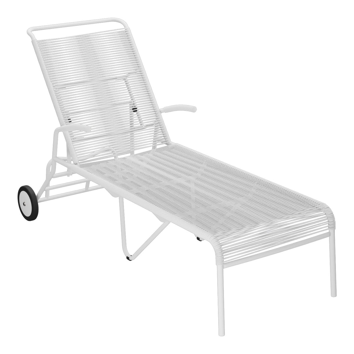 Schaffner Säntis Chaise longue à roulettes Spaghetti – Blanc 90 / Blanc 90