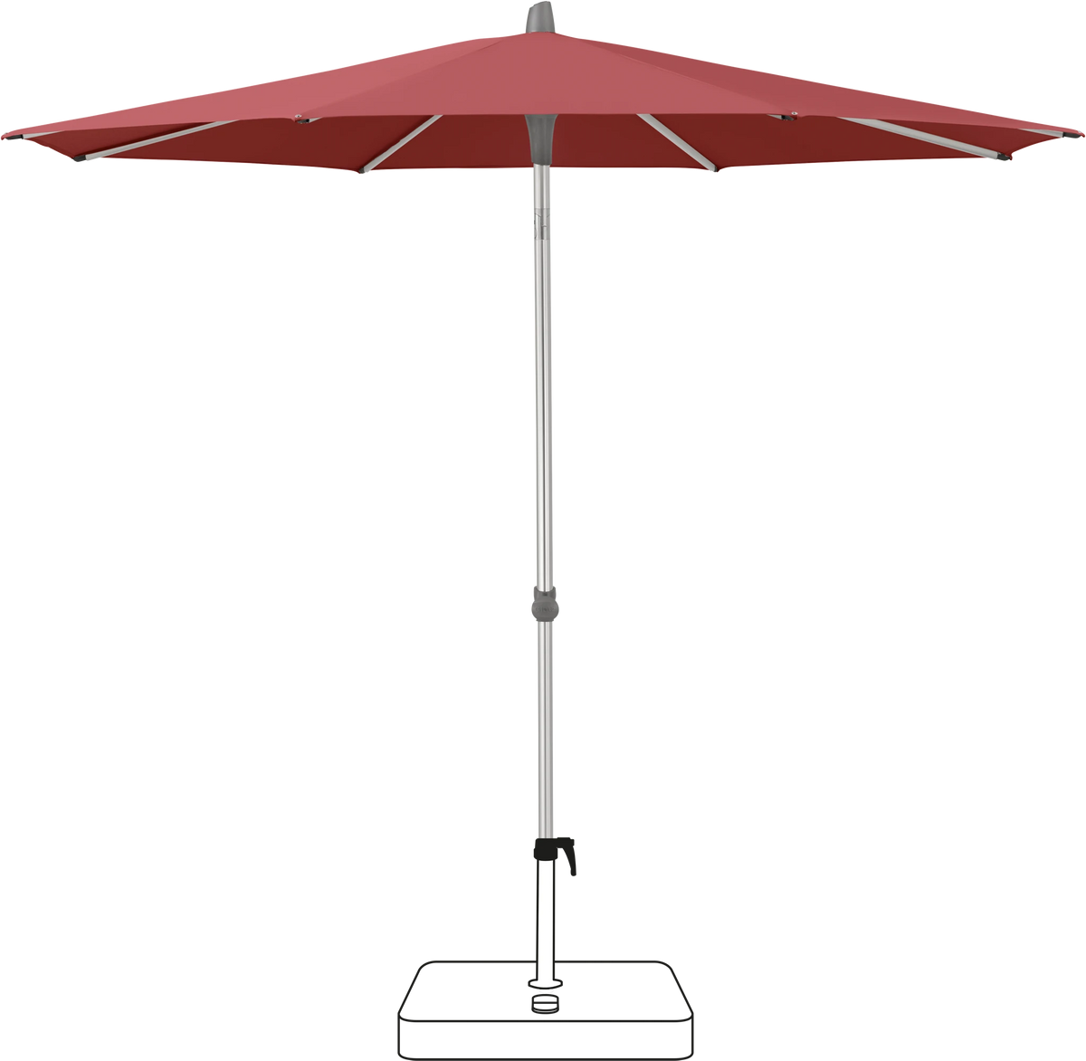 Glatz Parasol ALU-SMART rond Cat.5 637 Cherry