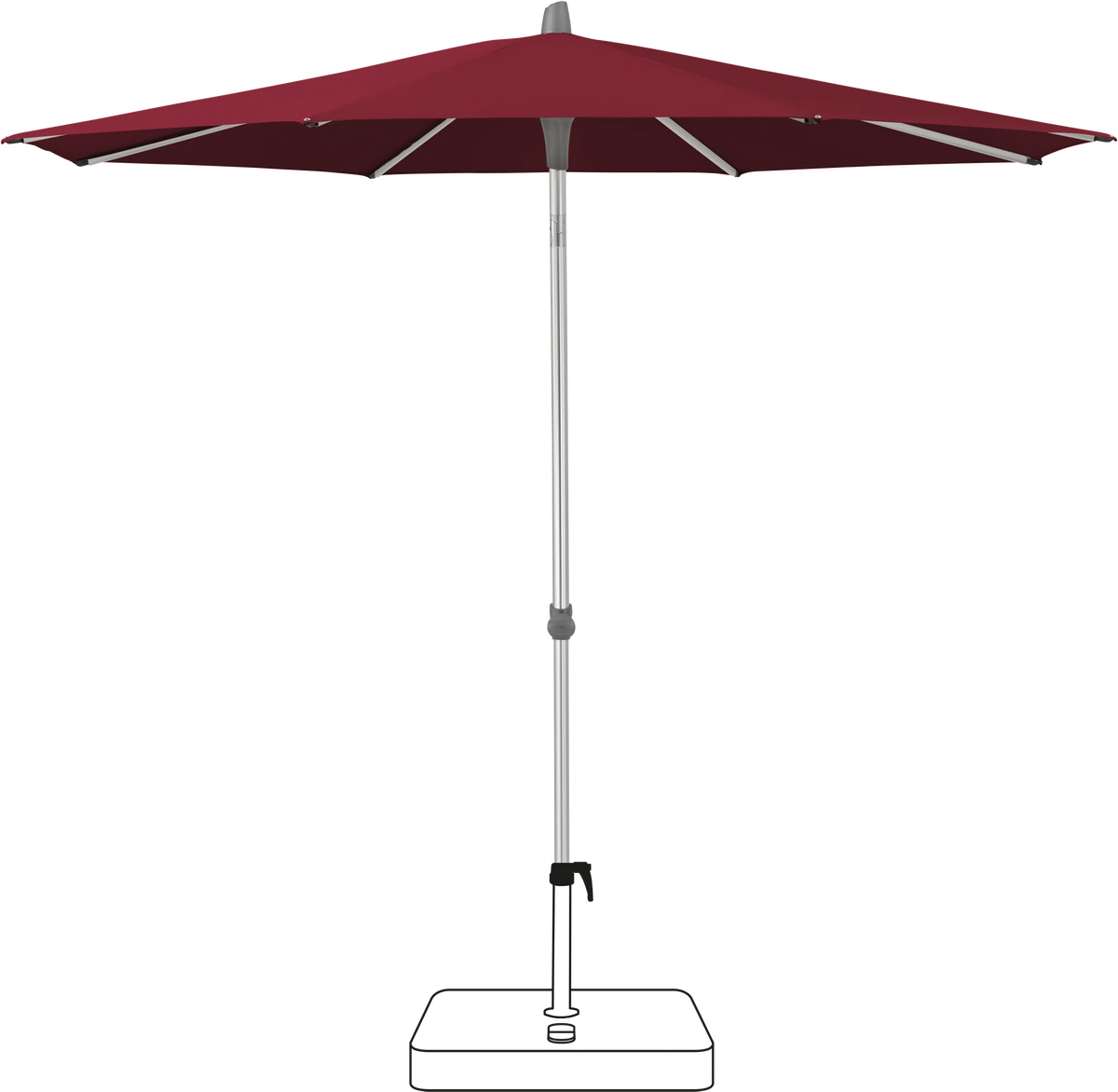 Glatz Parasol ALU-SMART rond Cat.5 645 Burgundy