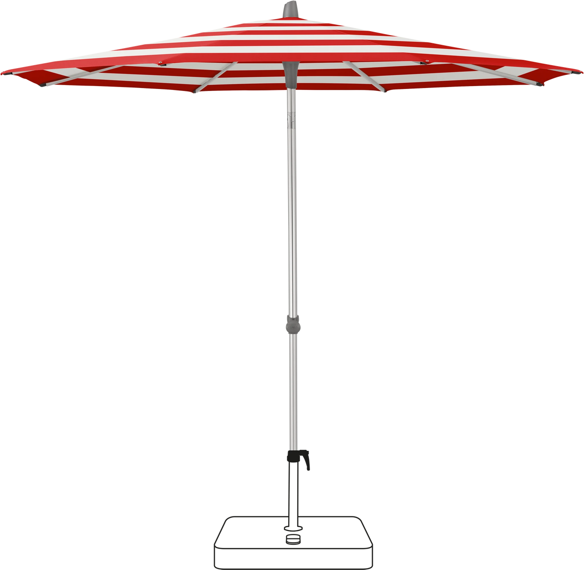 Glatz Parasol ALU-SMART rond Cat.5 800 Red Stripe