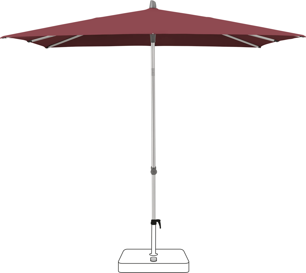 Glatz Parasol ALU-SMART carre Cat.5 644 Merlot