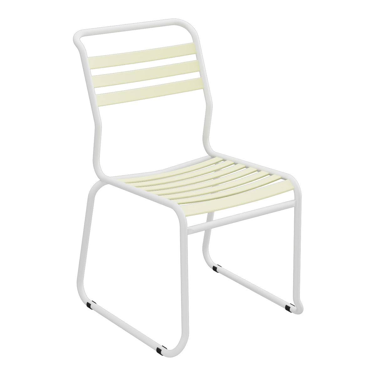 Schaffner Säntis Chaise luge à lattes – Jaune Buis 18 / Blanc 90
