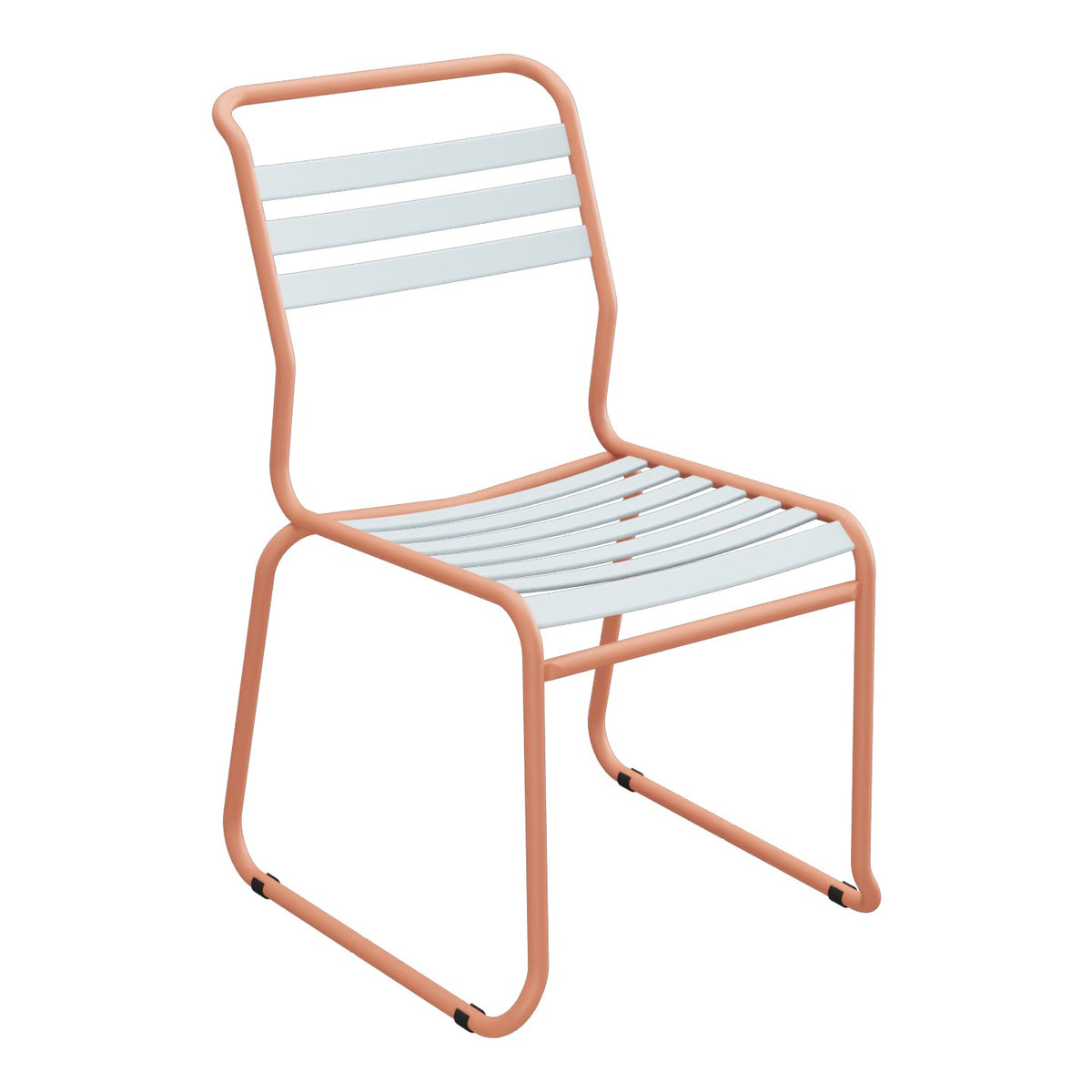 Schaffner Säntis Chaise luge à lattes – Bleu Pastel 51 / Terracotta 84