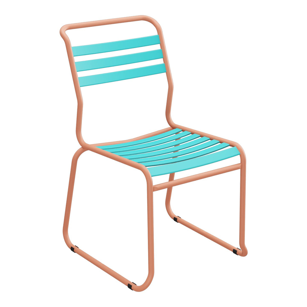 Schaffner Säntis Chaise luge à lattes – Turquoise 58 / Terracotta 84