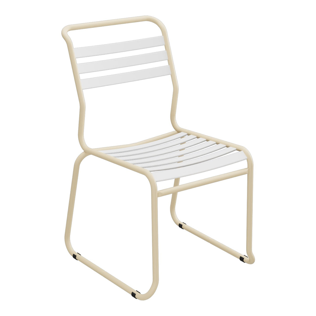 Schaffner Säntis Chaise luge à lattes – Blanc 90 / Marron Pastel 83