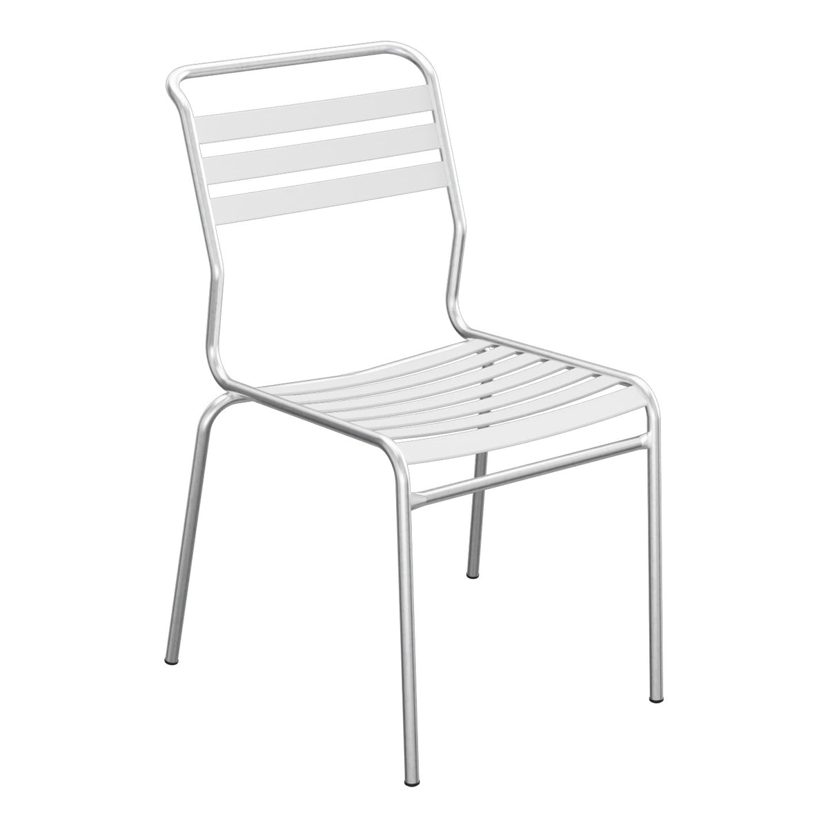 Schaffner Säntis Chaise à lattes – Blanc 90 / Galvanisé à chaud 02