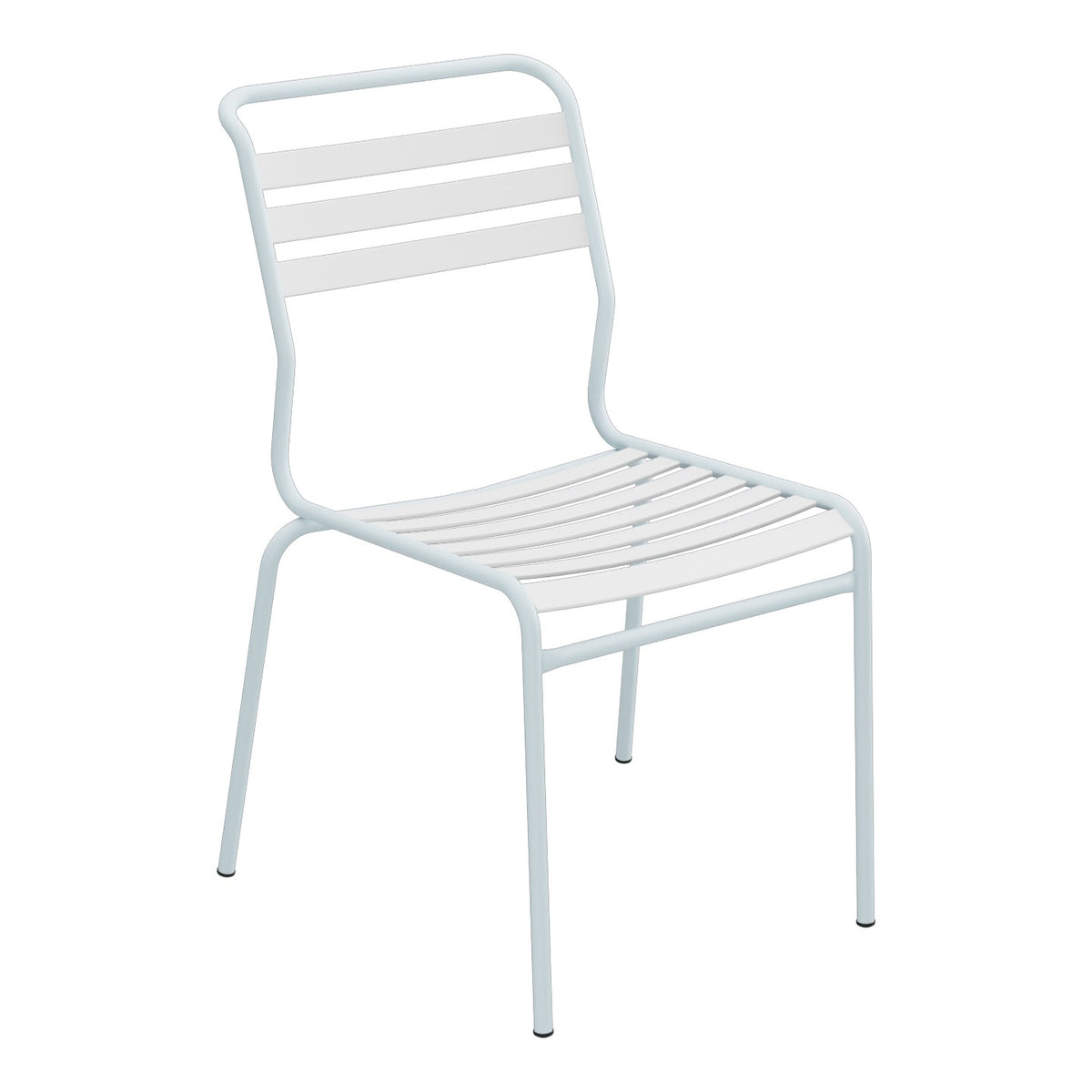 Schaffner Säntis Chaise à lattes – Blanc 90 / Bleu Pastel 51