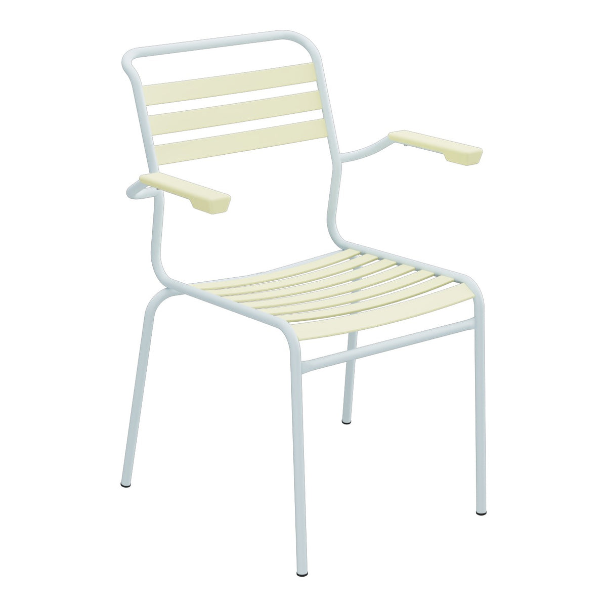 Schaffner Säntis Fauteuil à lattes – Jaune Buis 18 / Bleu Pastel 51