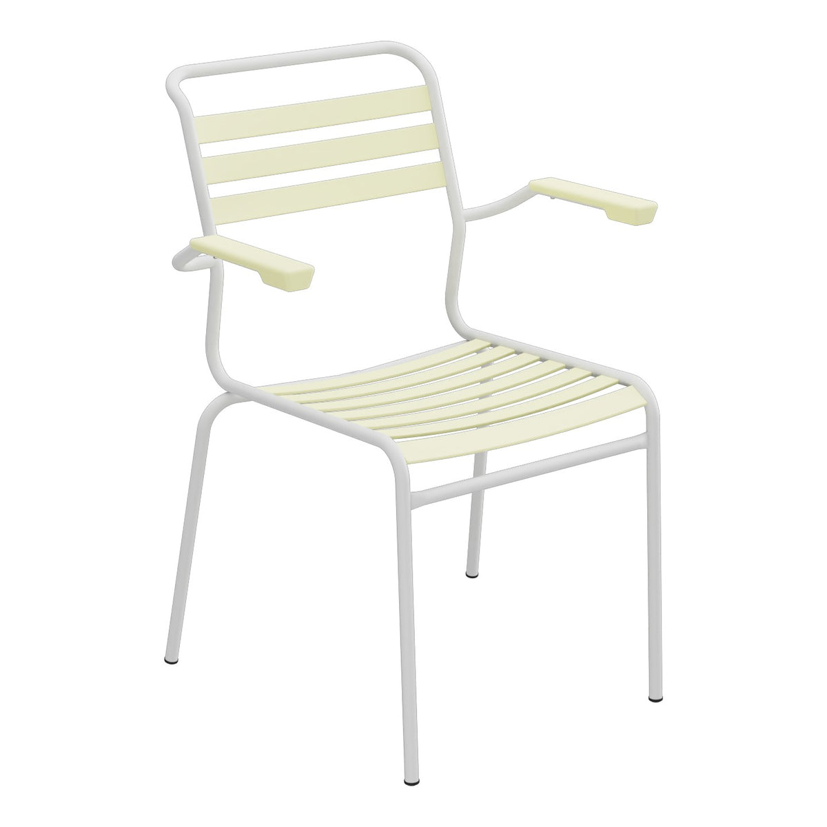Schaffner Säntis Fauteuil à lattes – Jaune Buis 18 / Gris Argent 78