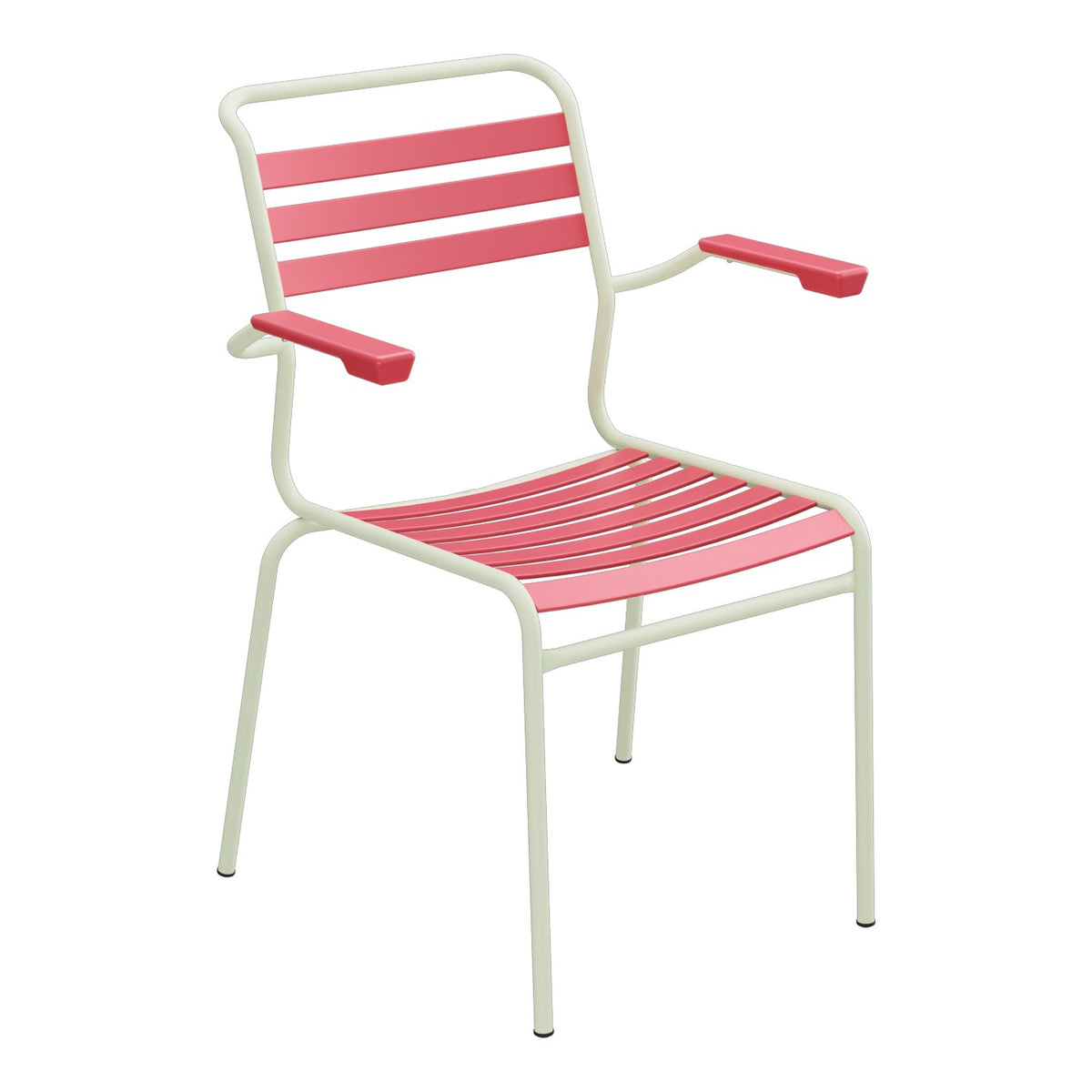 Schaffner Säntis Fauteuil à lattes – Rouge Érable 33 / Vert Pastel 64