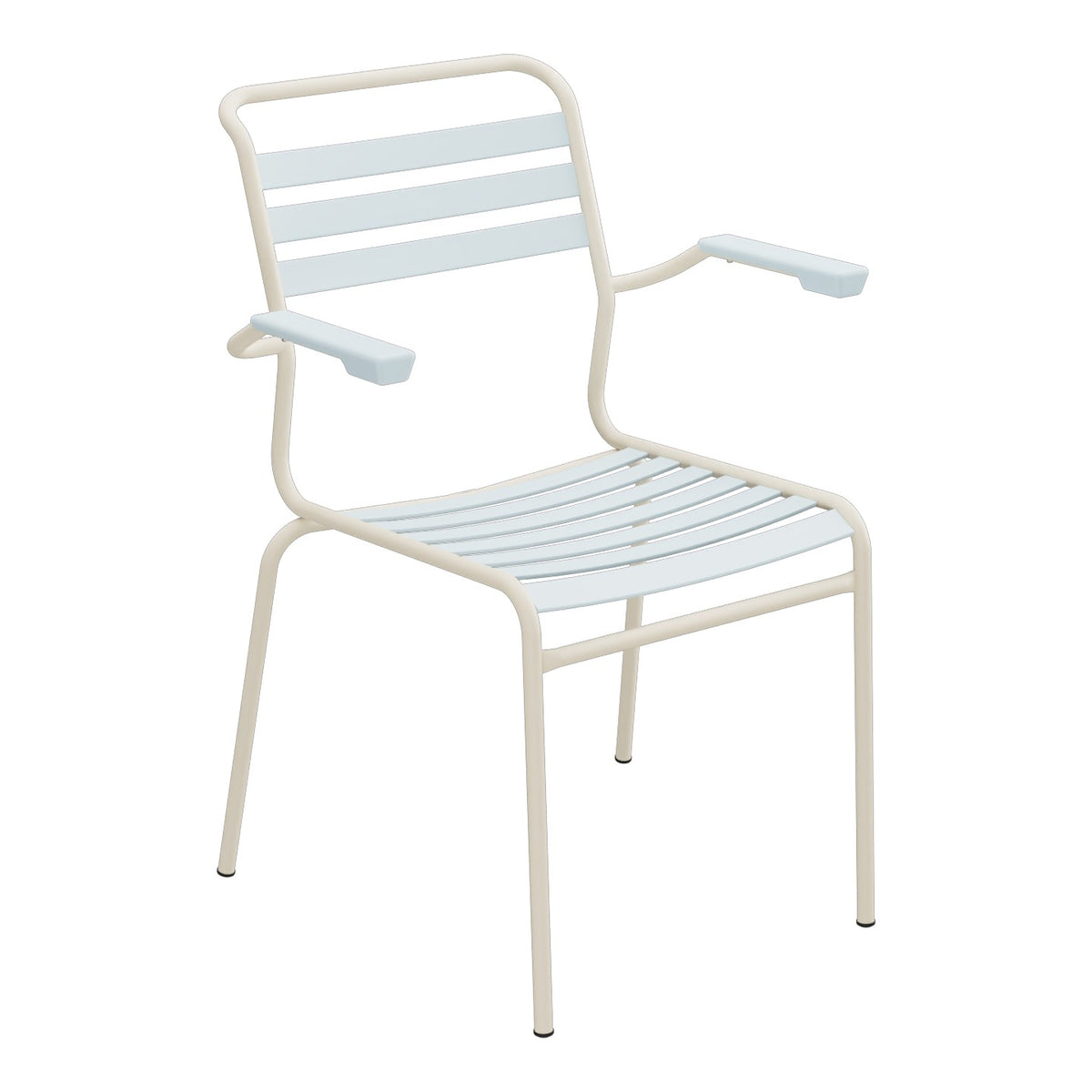 Schaffner Säntis Fauteuil à lattes – Bleu Pastel 51 / Sable Pastel 15