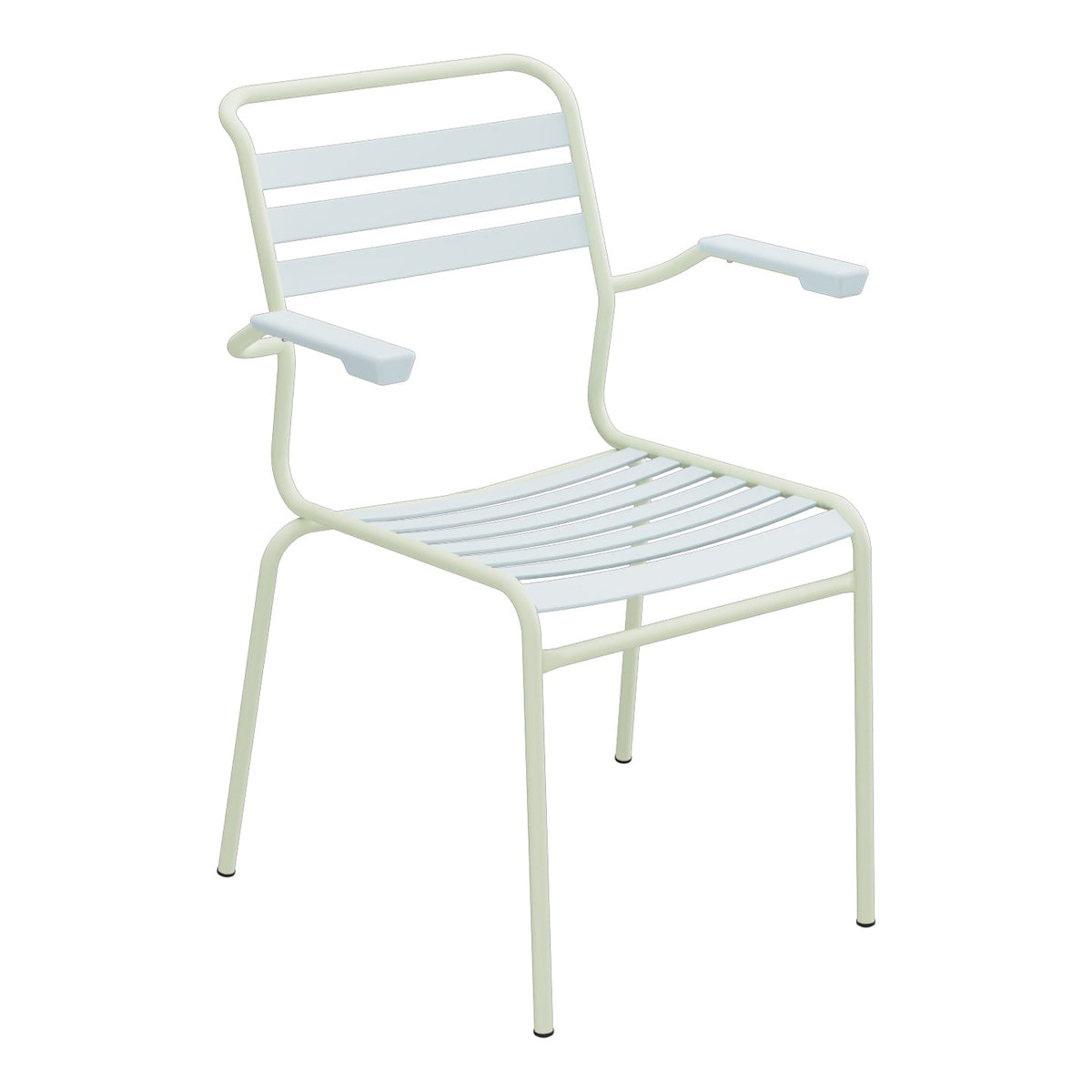 Schaffner Säntis Fauteuil à lattes – Bleu Pastel 51 / Vert Pastel 64
