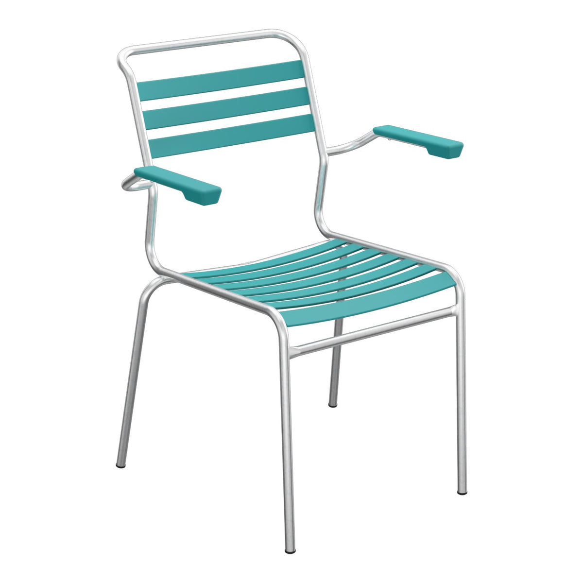 Schaffner Säntis Fauteuil à lattes – Bleu Kali 56 / Galvanisé à chaud 02