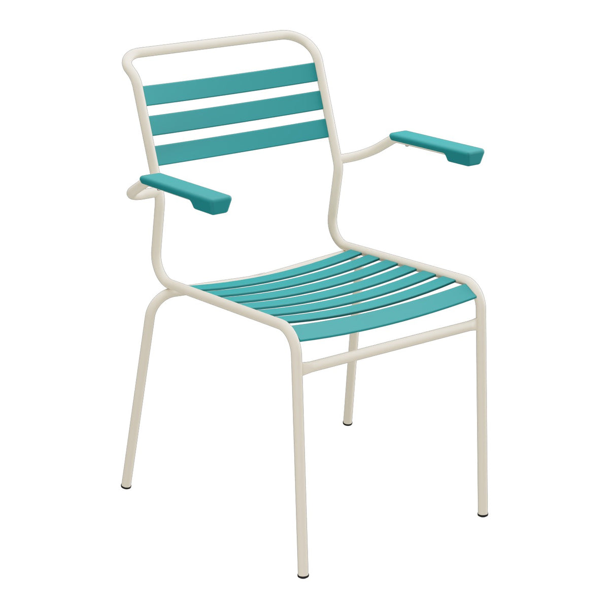Schaffner Säntis Fauteuil à lattes – Bleu Kali 56 / Sable Pastel 15
