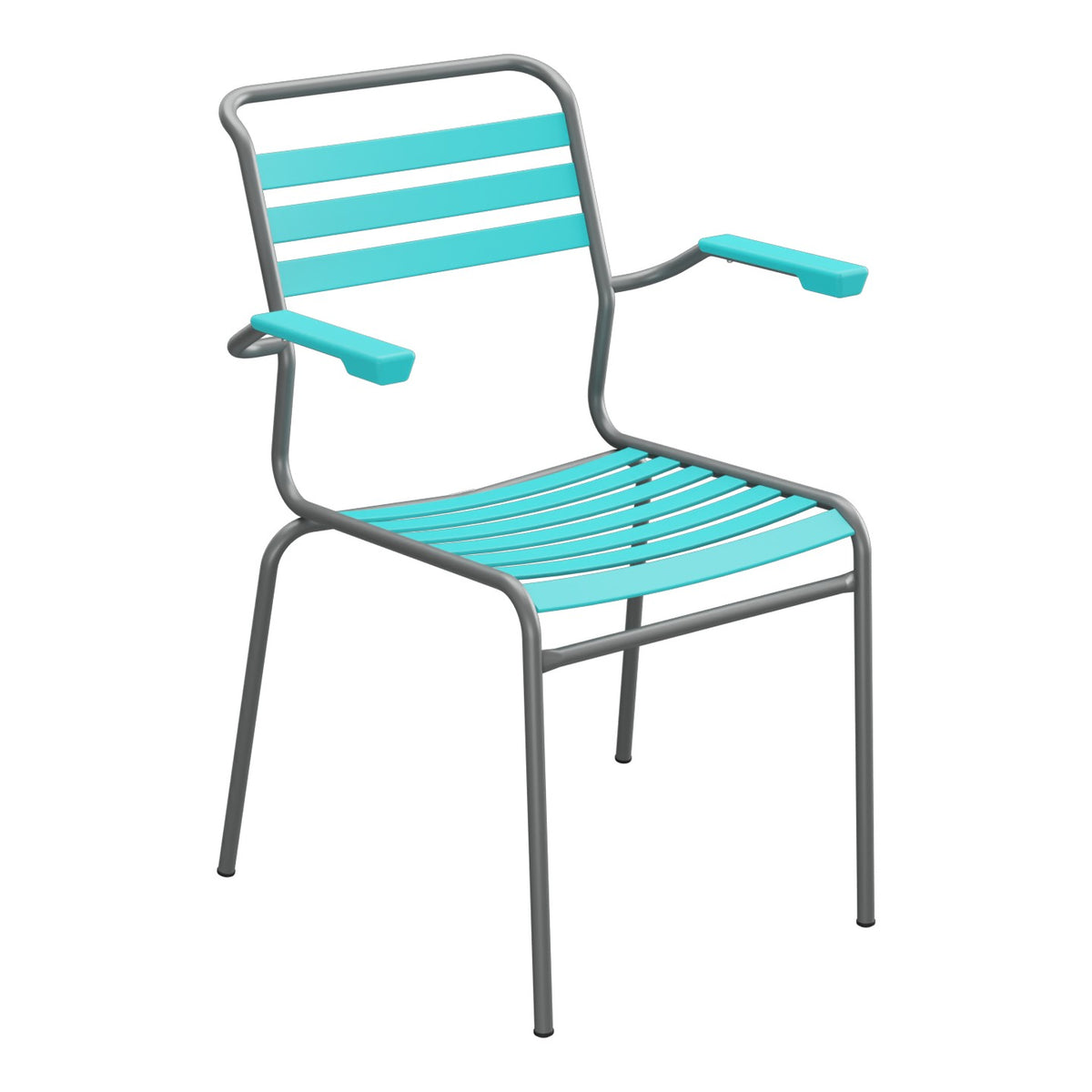 Schaffner Säntis Fauteuil à lattes – Turquoise 58 / Graphite 73