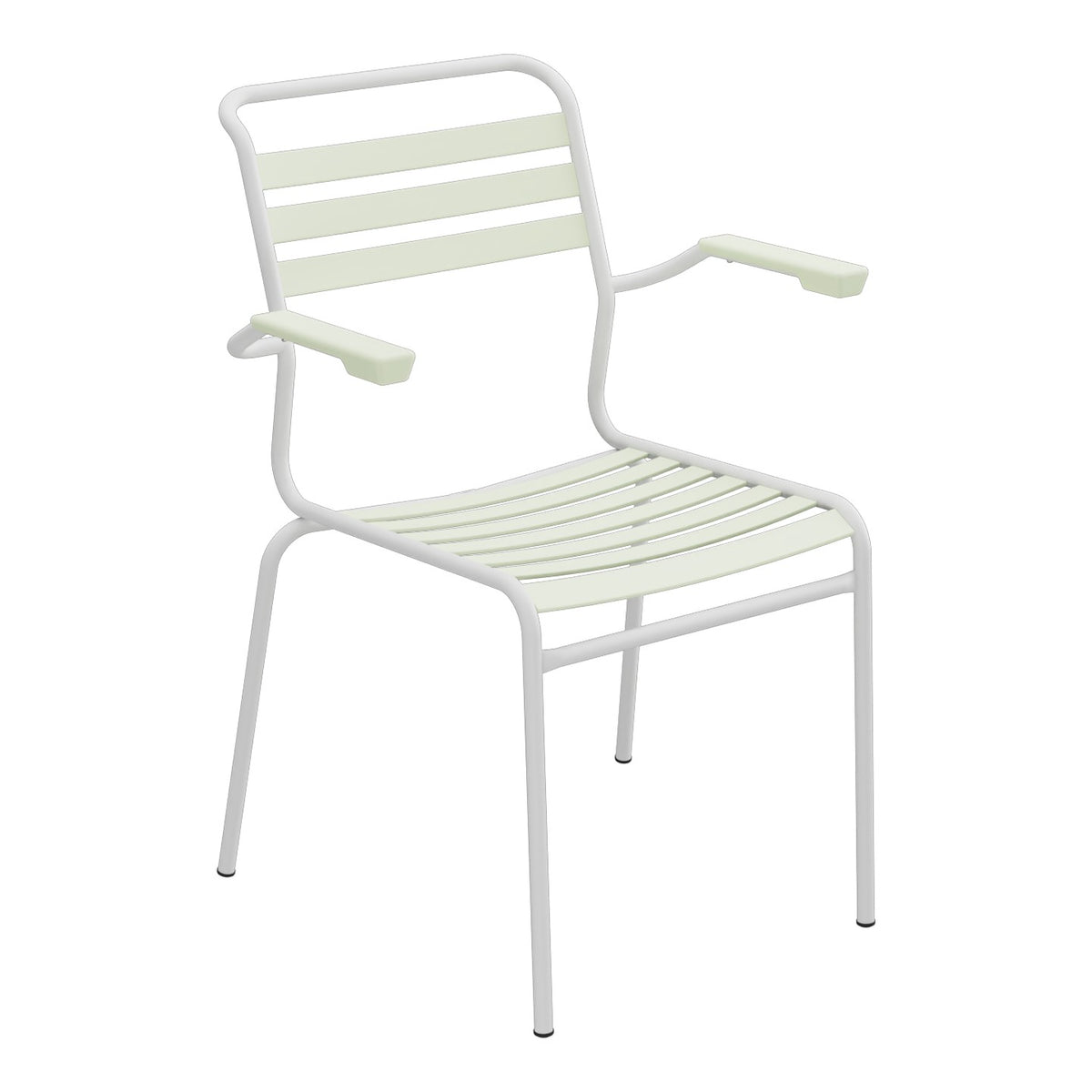 Schaffner Säntis Fauteuil à lattes – Vert pastel 64 / Gris Argent 78