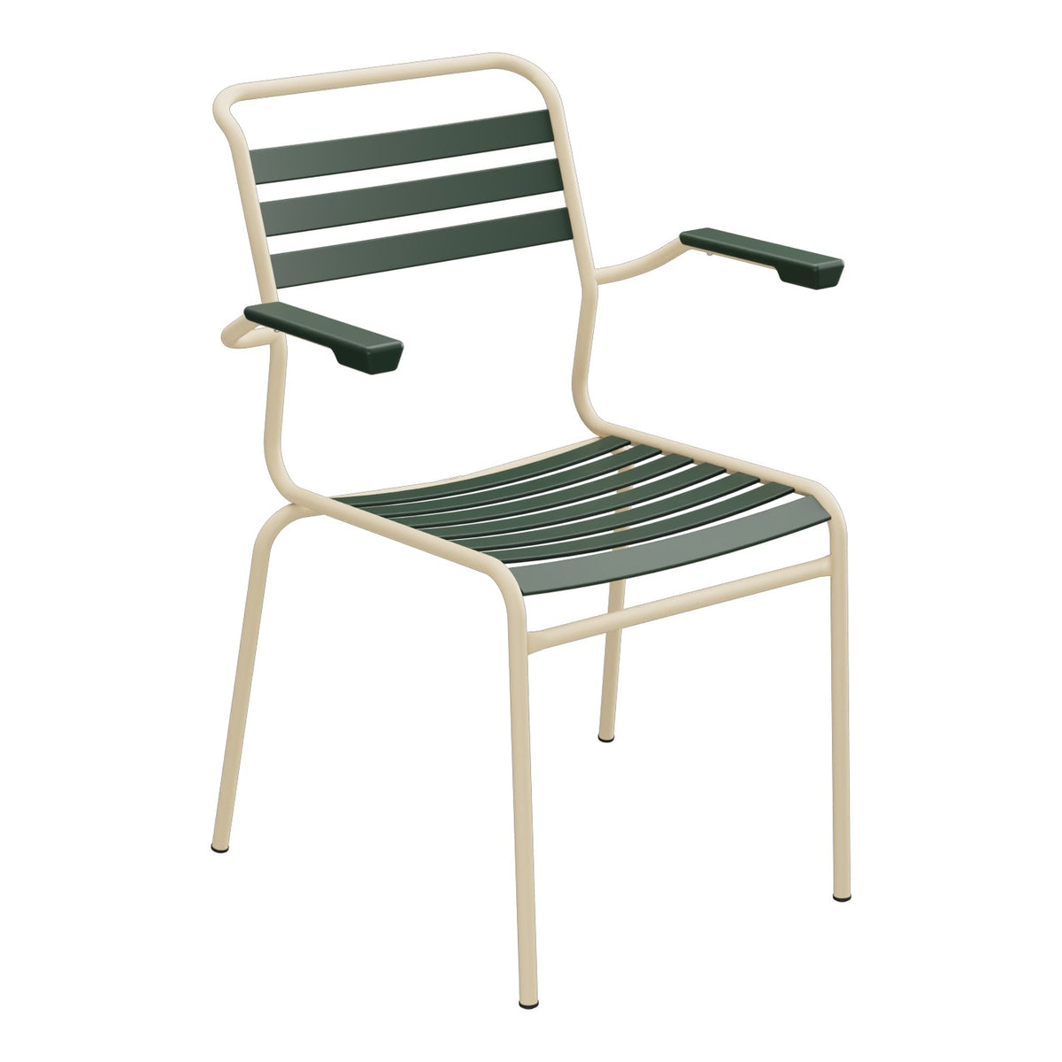 Schaffner Säntis Fauteuil à lattes – Vert sapin 66 / Marron Pastel 83