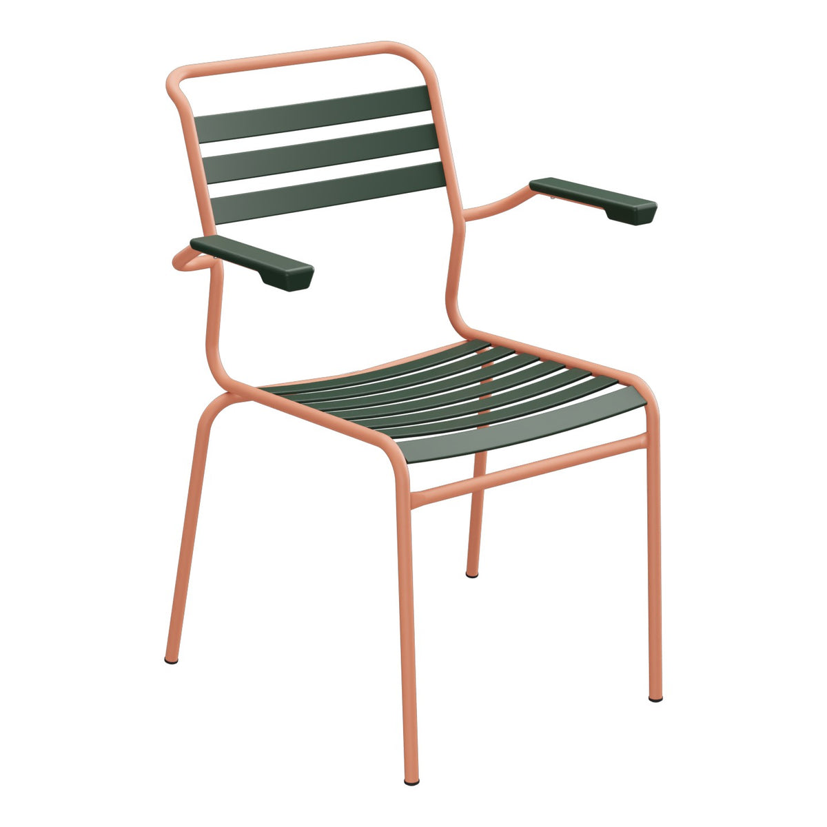 Schaffner Säntis Fauteuil à lattes – Vert sapin 66 / Terracotta 84