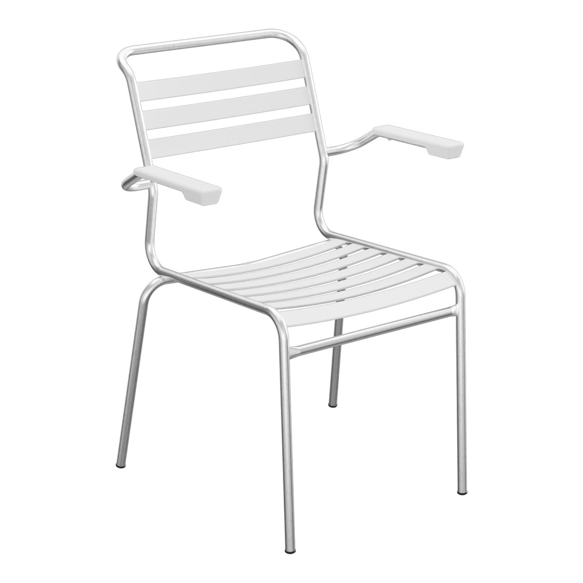 Schaffner Säntis Fauteuil à lattes – Blanc 90 / Galvanisé à chaud 02