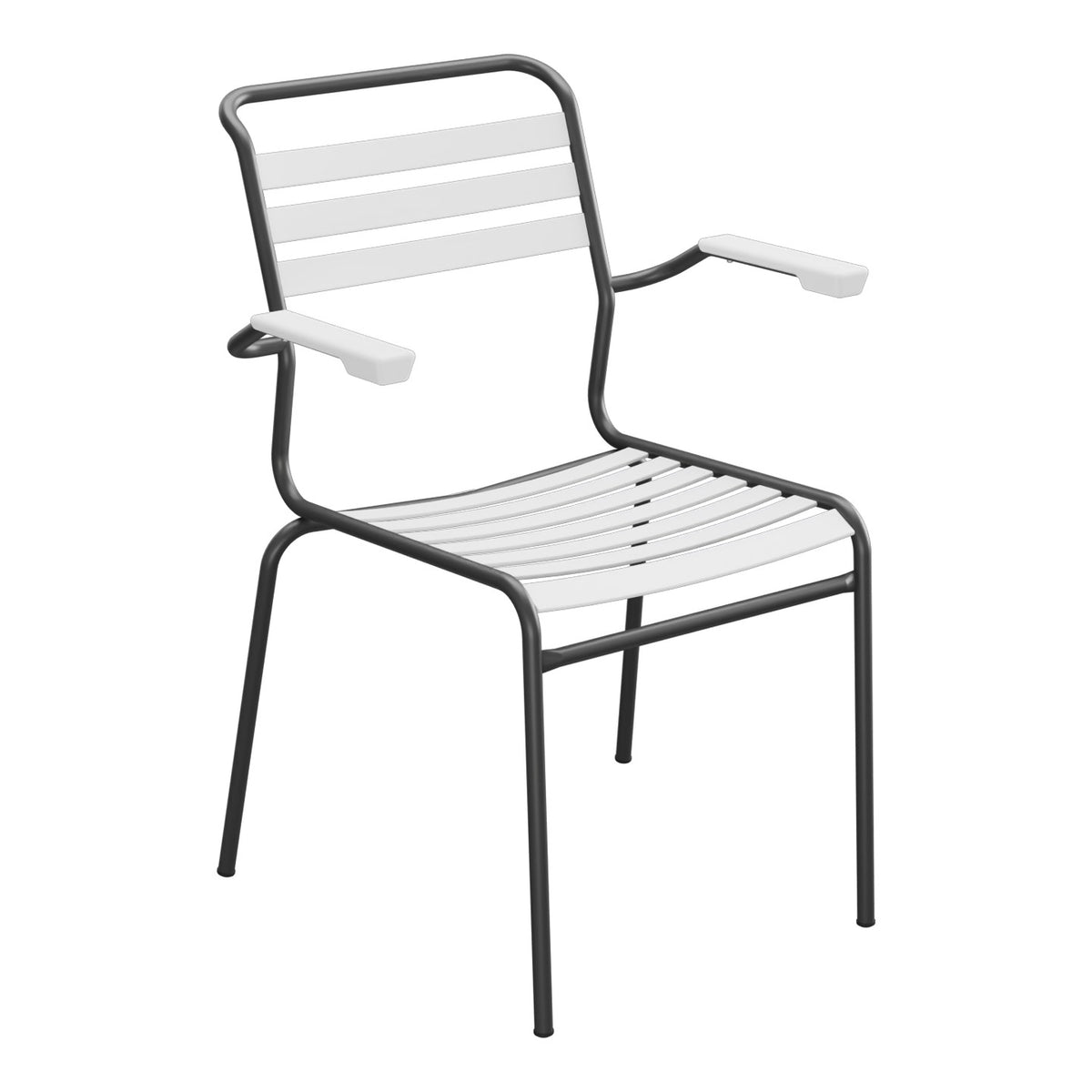 Schaffner Säntis Fauteuil à lattes – Blanc 90 / Anthracite 77