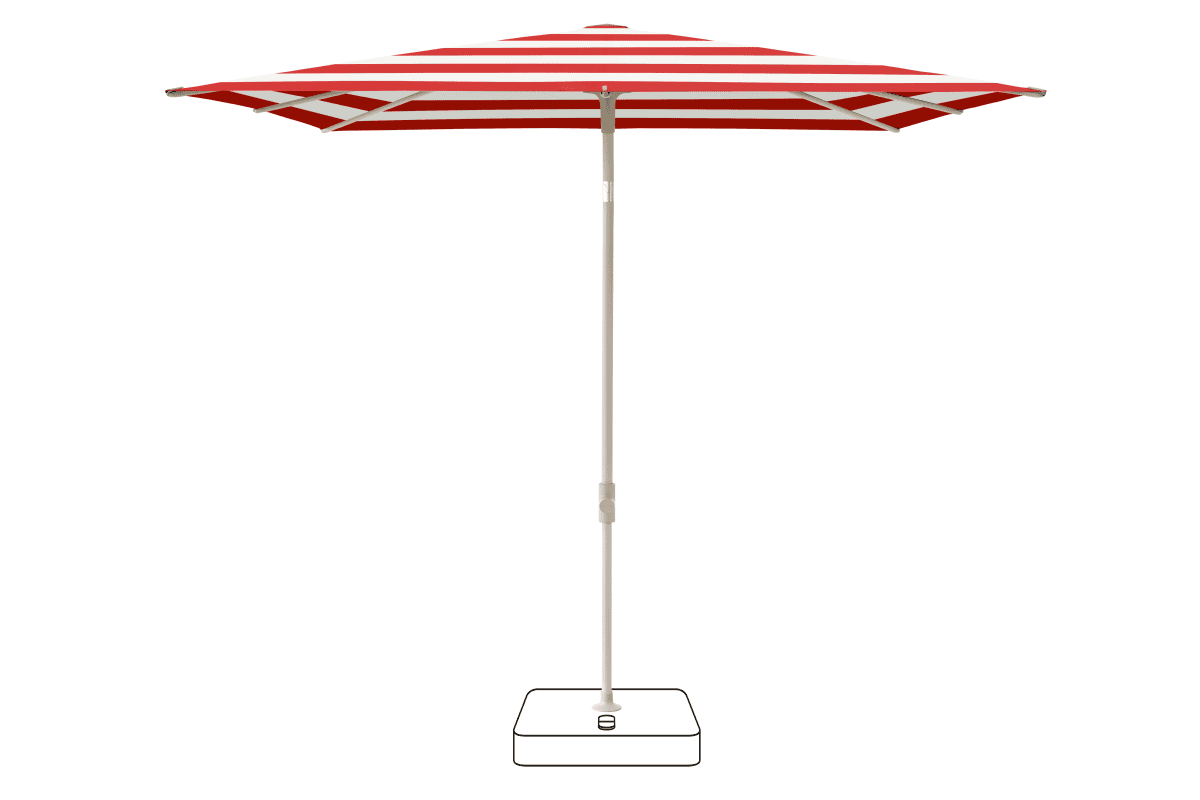 Glatz Parasol VITA Piana carre Cat.5 800 Red Stripe Gris soie