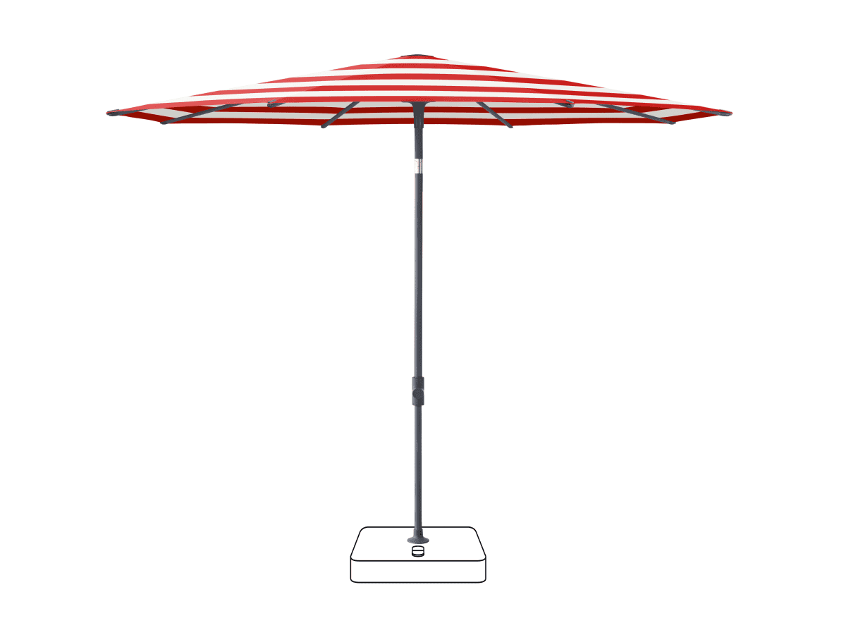 Glatz Parasol VITA Piana rond Cat.5 800 Red Stripe Anthracite