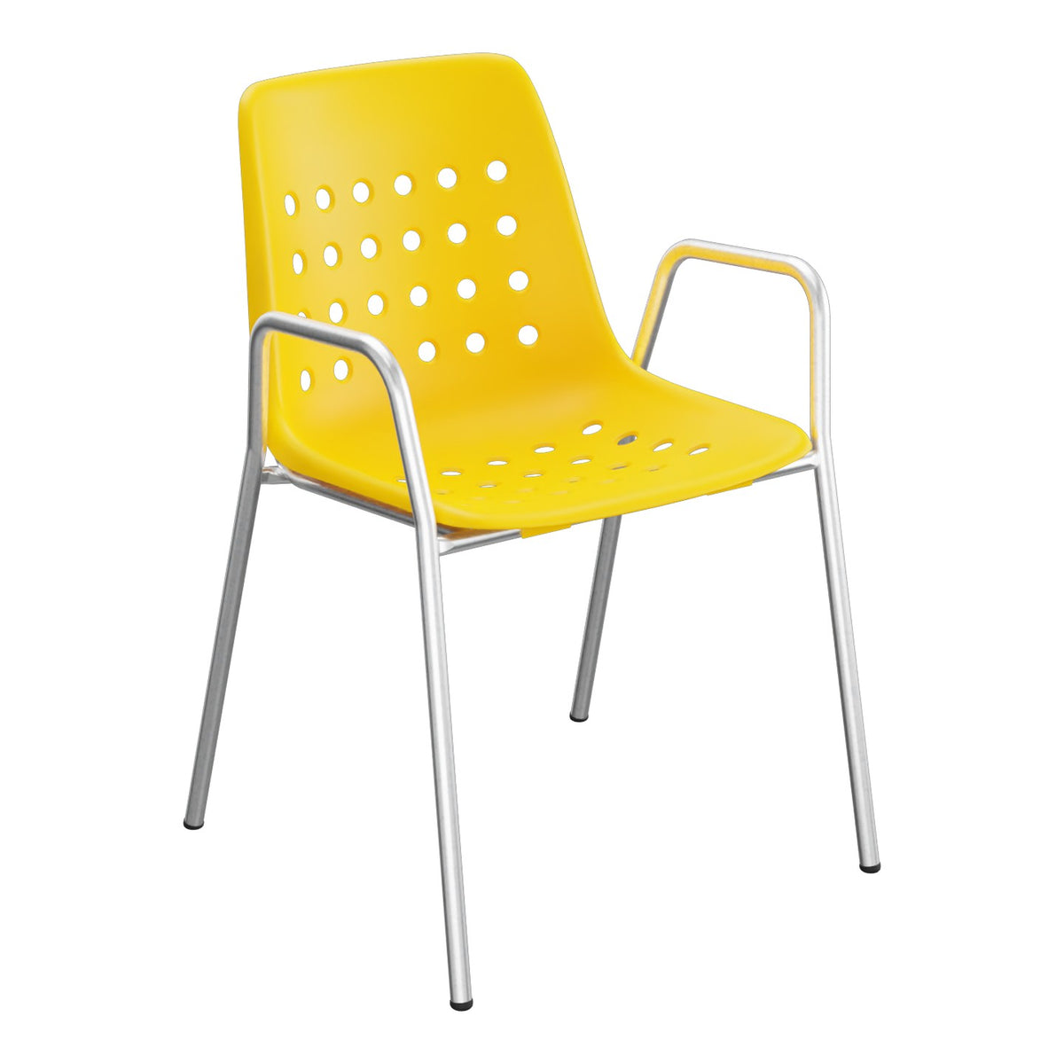Schaffner Bermuda Fauteuil repas avec accoudoirs tubes ronds – Jaune 11 / Galvanisé à chaud 02