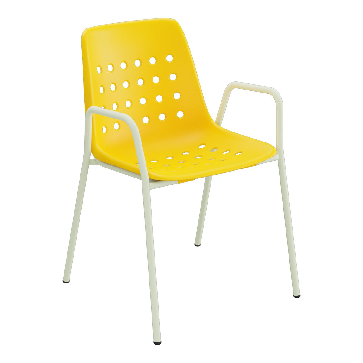 Schaffner Bermuda Fauteuil repas avec accoudoirs tubes ronds – Jaune 11 / Vert Pastel 64