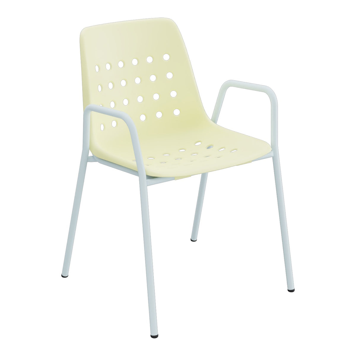 Schaffner Bermuda Fauteuil repas avec accoudoirs tubes ronds – Jaune Buis 18 / Bleu Pastel 51