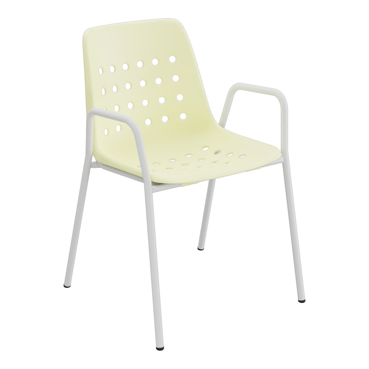 Schaffner Bermuda Fauteuil repas avec accoudoirs tubes ronds – Jaune Buis 18 / Gris Argent 78