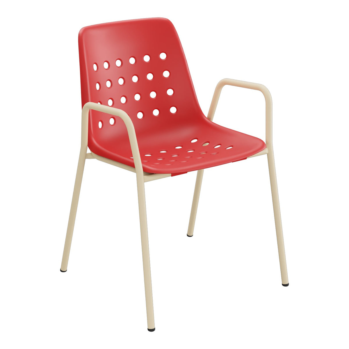 Schaffner Bermuda Fauteuil repas avec accoudoirs tubes ronds – Rouge 30 / Marron Pastel 83