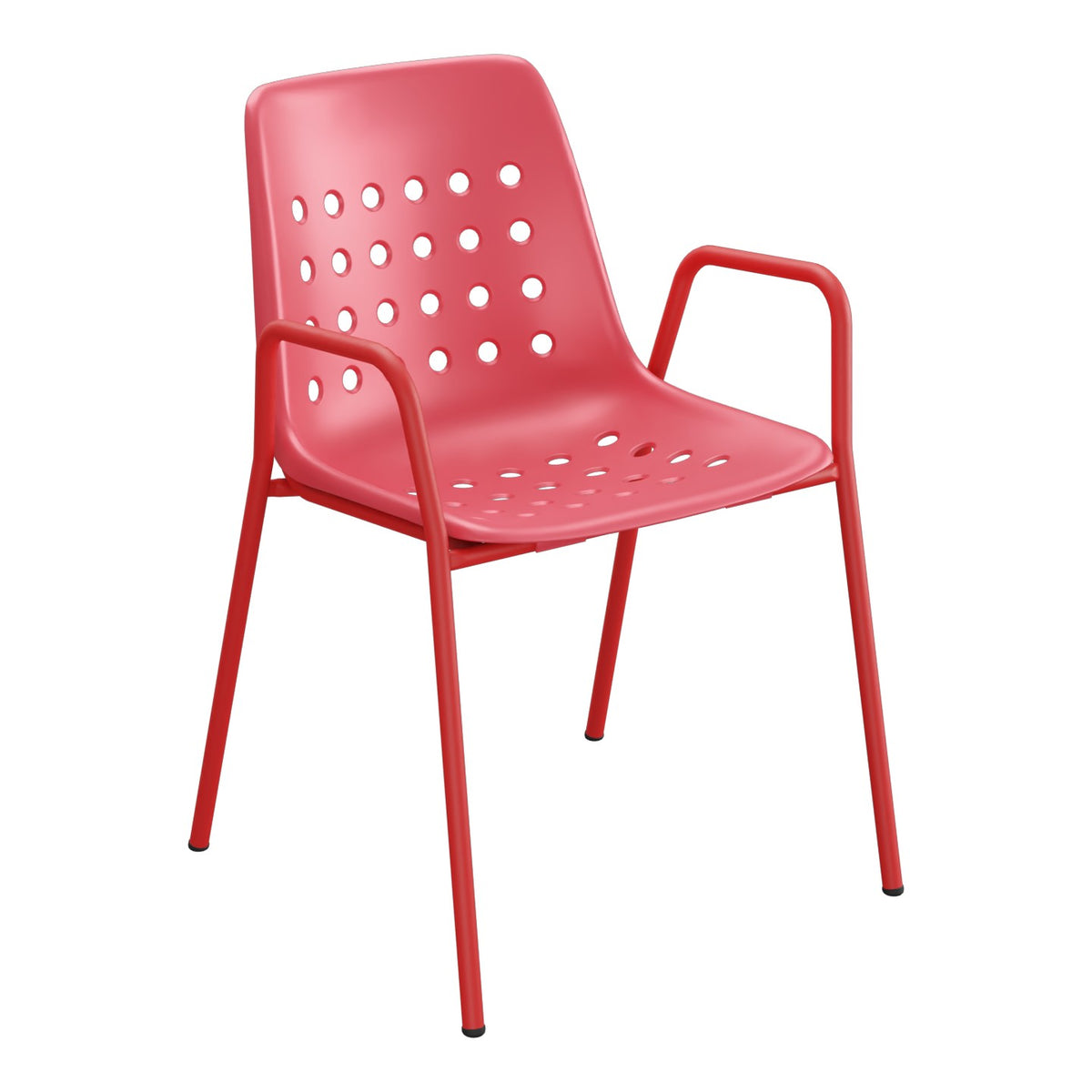 Schaffner Bermuda Fauteuil repas avec accoudoirs tubes ronds – Rouge Érable 33 / Rouge 30