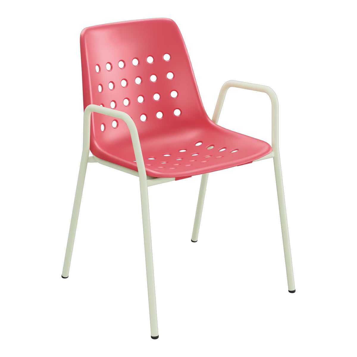 Schaffner Bermuda Fauteuil repas avec accoudoirs tubes ronds – Rouge Érable 33 / Vert Pastel 64