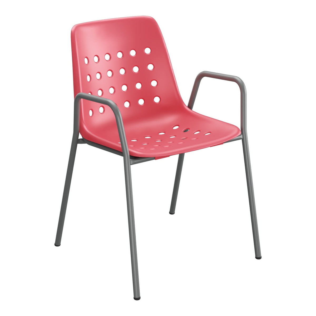 Schaffner Bermuda Fauteuil repas avec accoudoirs tubes ronds – Rouge Érable 33 / Graphite 73