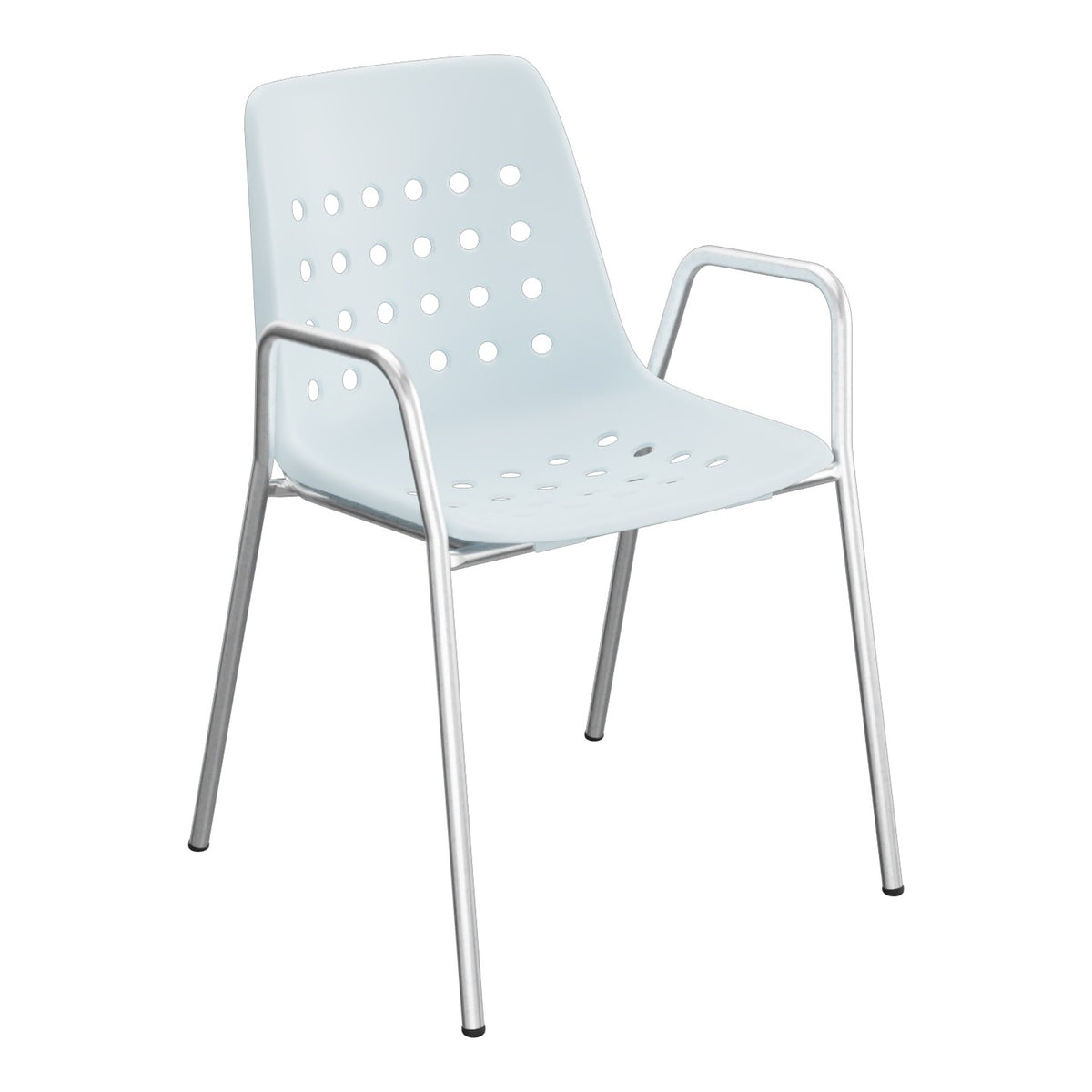 Schaffner Bermuda Fauteuil repas avec accoudoirs tubes ronds – Bleu Pastel 51 / Galvanisé à chaud 02