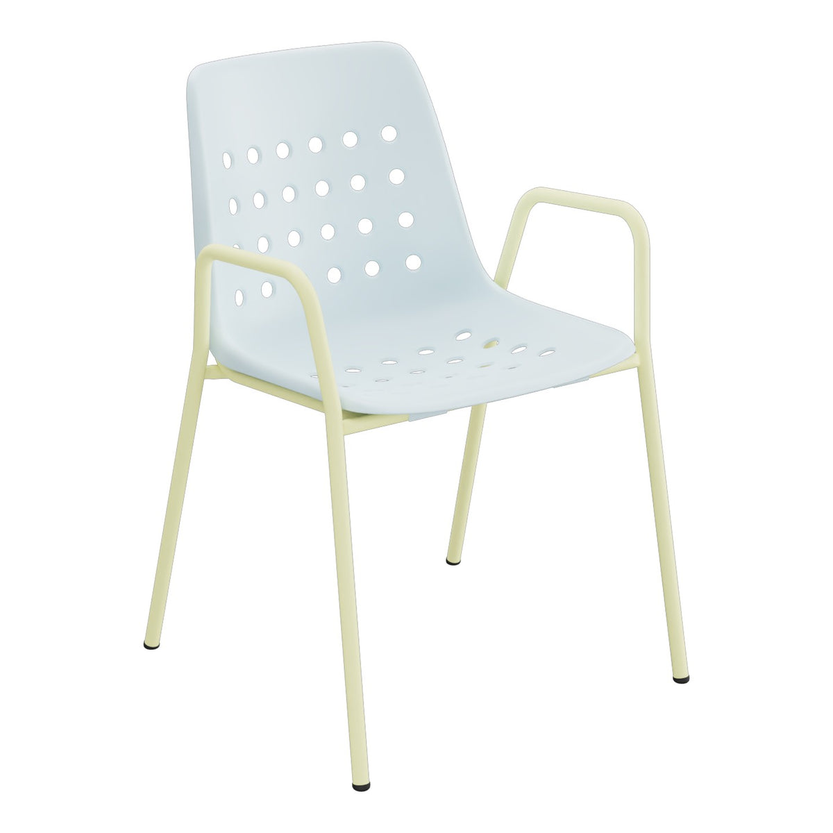 Schaffner Bermuda Fauteuil repas avec accoudoirs tubes ronds – Bleu Pastel 51 / Jaune Buis 18