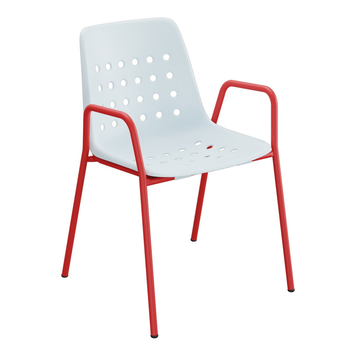 Schaffner Bermuda Fauteuil repas avec accoudoirs tubes ronds – Bleu Pastel 51 / Rouge 30