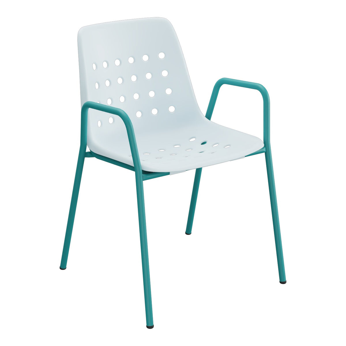 Schaffner Bermuda Fauteuil repas avec accoudoirs tubes ronds – Bleu Pastel 51 / Bleu Kali 56