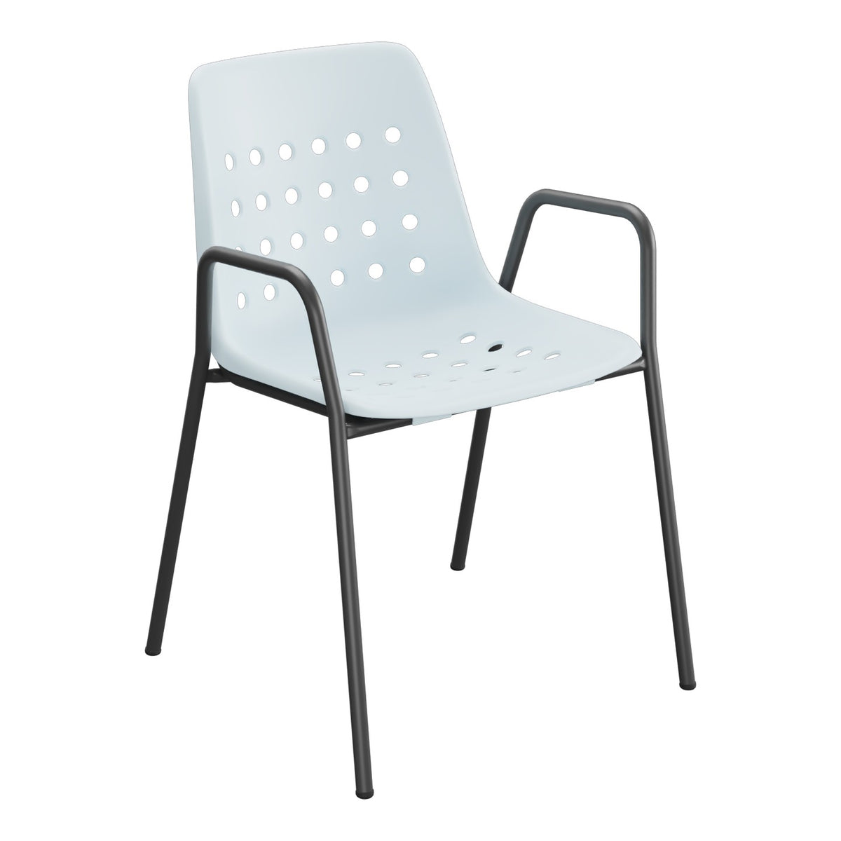 Schaffner Bermuda Fauteuil repas avec accoudoirs tubes ronds – Bleu Pastel 51 / Anthracite 77