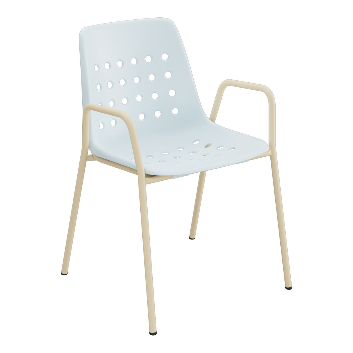 Schaffner Bermuda Fauteuil repas avec accoudoirs tubes ronds – Bleu Pastel 51 / Marron Pastel 83